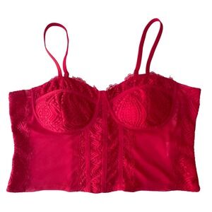 Corset Top XL Red Lace Madden NYC Women Whimsigoth Romantic Coquette Y2K NEW NWT